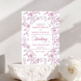 Romantic Blush Pink Rose Pattern Wedding Invites 招待状