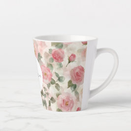 Romantic Blush Pink Roses Floral カフェラテマグ