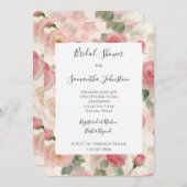 Romantic Blush Pink Roses Floral Bridal Shower 招待状 (正面/裏面)
