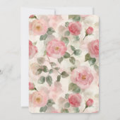 Romantic Blush Pink Roses Floral Bridal Shower 招待状 (裏面)