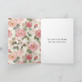 Romantic Blush Pink Roses Floral Forever Love カード (内部)