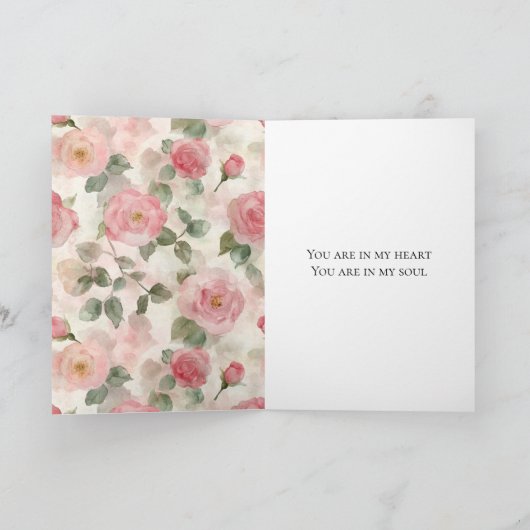 Romantic Blush Pink Roses Floral Forever Love カード (内部)