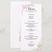 Romantic Blush Pink Watercolor Roses Chic Wedding メニュー (正面/裏面)