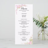 Romantic Blush Pink Watercolor Roses Chic Wedding メニュー (スタンド正面)