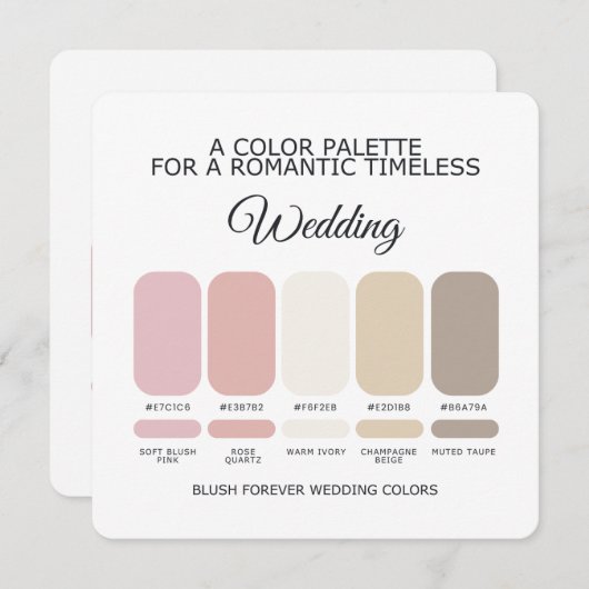 Romantic Blush Pink Wedding Color Palette Card 招待状 (正面/裏面)