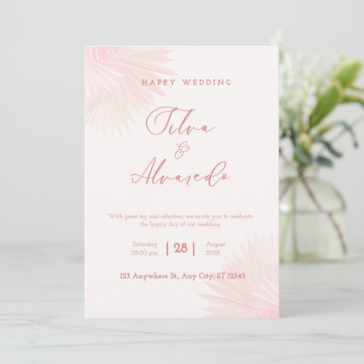 🌸 Romantic Blush Pink Wedding Invitation 招待状 (スタンド正面)