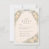 Romantic Blush Rose Arch Wedding 出欠カード (正面)