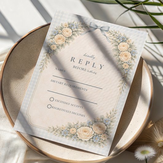 Romantic Blush Rose Arch Wedding 出欠カード