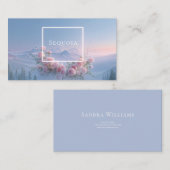 Romantic Blush Rose Floral and Misty Mountain 名刺 (正面/裏面)