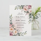 Romantic Blush Rose Garden Wedding Invitation 招待状 (スタンド正面)