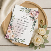 Romantic Blush Rose Garden Wedding Invitation 招待状