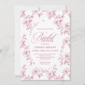 Romantic Blush Rose Pattern French Toile Bridal   招待状 (正面)