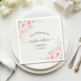 Romantic Blush Rose Wedding スタンダードカクテルナプキン