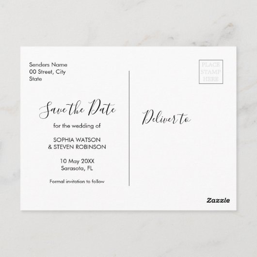 Romantic Blush Rose Wedding ポストカード (裏面)