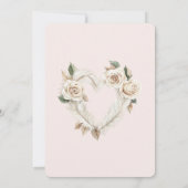 Romantic Blush Roses Feathers Floral Heart Wedding 招待状 (裏面)