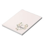 Romantic Blush Roses Feathers Heart Love ノートパッド (回転)