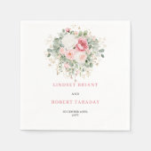 Romantic Blush Roses Greenery Wedding Napkins スタンダードカクテルナプキン (正面)