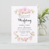Romantic Blush Roses & Pink Bow Wedding 招待状 (スタンド正面)