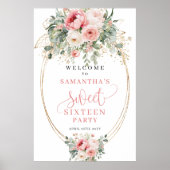 Romantic Blush Roses Sweet 16 Welcome Poster ポスター (正面)