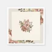 Romantic Blush Watercolor Floral Napkin スタンダードカクテルナプキン (正面)