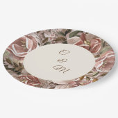 Romantic Blush Watercolor Floral Paper Plate  ペーパープレート (アングル)