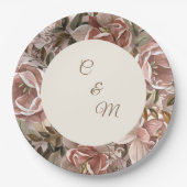 Romantic Blush Watercolor Floral Paper Plate  ペーパープレート (正面)