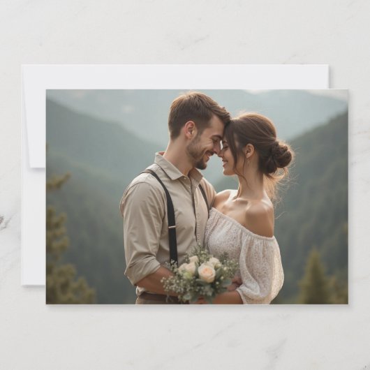 Romantic Blush with Black Florals and Photo Back 招待状 (裏面)