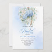 Romantic Bohemian Blue Floral Bridal Shower Invite 招待状 (正面)