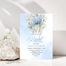 Romantic Bohemian Blue Floral Bridal Shower Invite 招待状