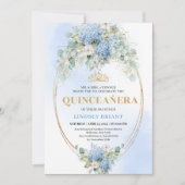 Romantic Bohemian Blue Hydrangeas Quince Invite 招待状 (正面)