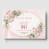 Romantic Bohemian Blush Floral Eucalyptus Sweet 16 ゲストブック (正面)