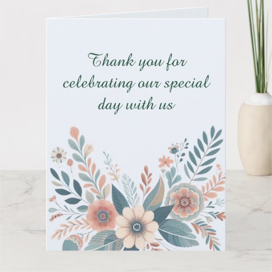 Romantic Bohemian Floral Wedding サンキューカード (正面)