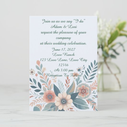 Romantic Bohemian Floral Wedding 招待状 (スタンド正面)