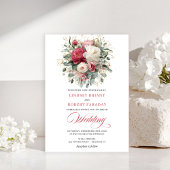 Romantic Bohemian Ruby Red White Greenery Invite 招待状