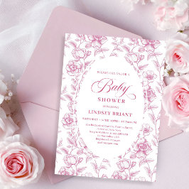Romantic Boho Blush Pink Floral Roses Baby Shower 招待状