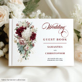 Romantic Boho Burgundy White Wedding Guest Book ゲストブック