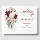 Romantic Boho Burgundy White Wedding Guest Book ゲストブック (正面)