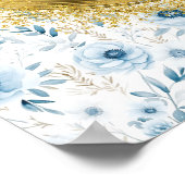 Romantic Boho Dusty Blue Gold Wedding 8x10 Custom ポスター (角)