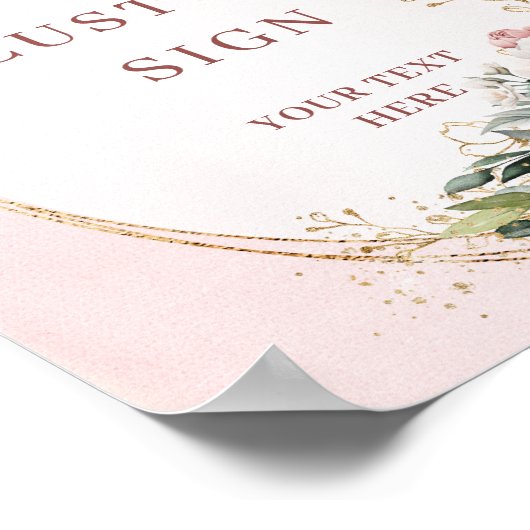 Romantic Boho Dusty Pink Floral Custom Sign ポスター (角)