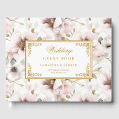 Romantic boho dusty pink flowers gold wedding  ゲストブック (正面)