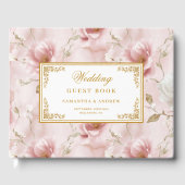 Romantic boho dusty pink gold wedding guest book ゲストブック (正面)