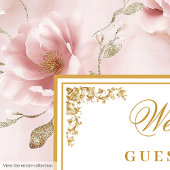 Romantic boho dusty pink gold wedding guest book ゲストブック