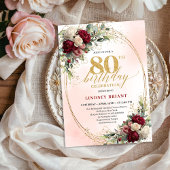 Romantic Boho Floral 80th Birthday Celebration  招待状
