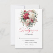 Romantic Boho Floral Red Blush RSVP Enclosure (正面)
