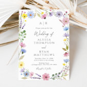 Romantic Boho Garden Wildflower Monogram Wedding 招待状
