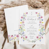 Romantic Boho Garden Wildflower Monogram Wedding 招待状