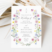 Romantic Boho Garden Wildflower Monogram Wedding 招待状