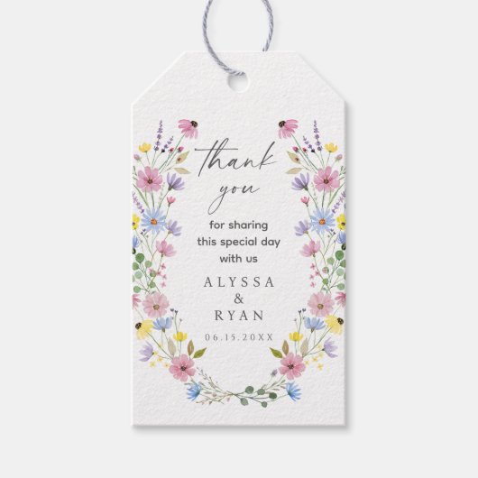 Romantic Boho Garden Wildflower Wedding ギフトタグ (正面)