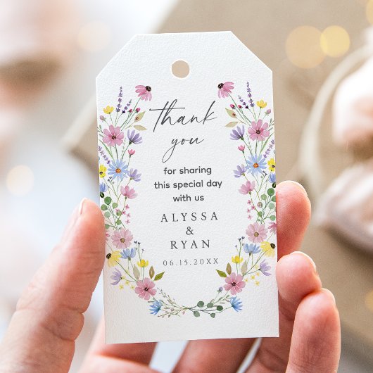 Romantic Boho Garden Wildflower Wedding ギフトタグ