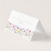 Romantic Boho Garden Wildflower Wedding Place Card (正面)
